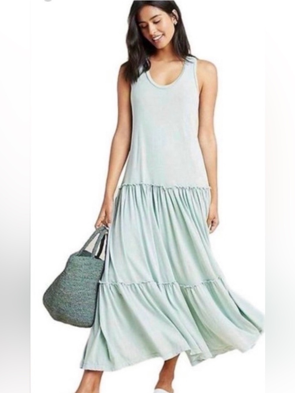 Sundry Sleeveless Tiered Dress size 2 (medium) GUC blue/green